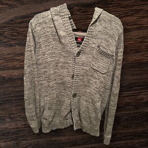 Quiksilver Knit Button-Up Hoodie - Size L